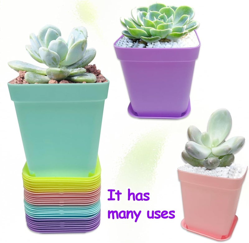 Jgalnim 56PCS 3inch Plastic Nursery Pots,Square Plants Seedling Pots,Multicolor Small Transplanting Flower Pots for Indoor Outdoor,Succulents,Office Home Garden and Balcony Decor(8 Colors) - Image 5